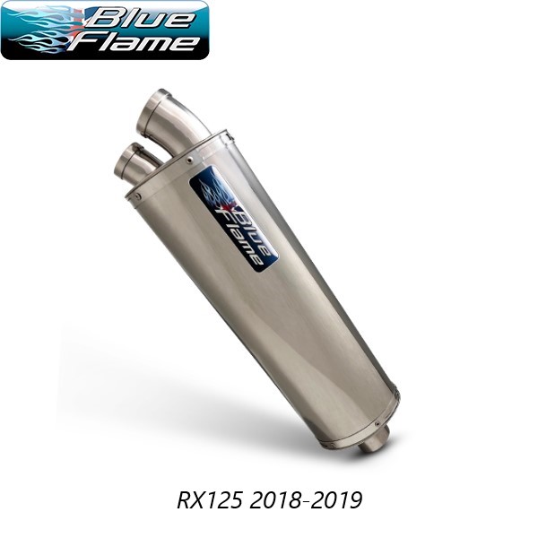 APRILIA RX125 2018-2019 BLUEFLAME STAINLESS STEEL TWIN PORT EXHAUST SILENCER