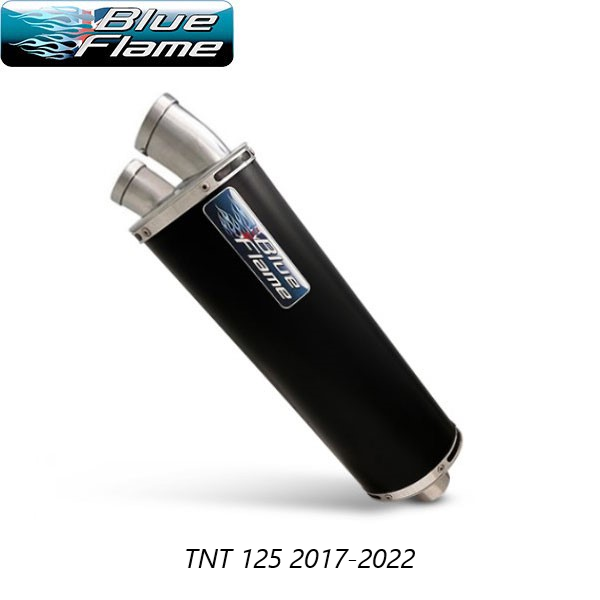 BENELLI TNT 125 2017-2022 BLUEFLAME SATIN BLACK TWIN PORT EXHAUST SILENCER