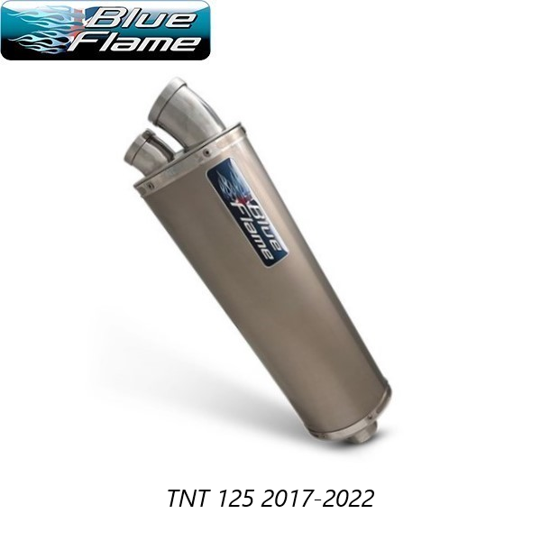 BENELLI TNT 125 2017-2022 BLUEFLAME TITANIUM TWIN PORT EXHAUST SILENCER 