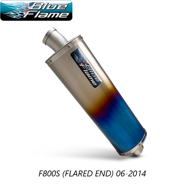 BMW F800S (FLARED END) 2006-2014 BLUEFLAME COLOURED TITANIUM SINGLE PORT EXHAUST