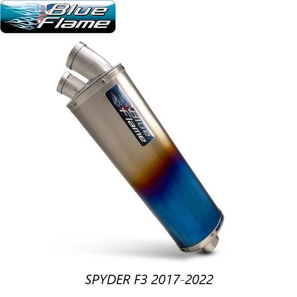 CAN-AM SPYDER F3 2017-2022 BLUEFLAME COLOURED TITANIUM TWIN PORT EXHAUST SILENCER