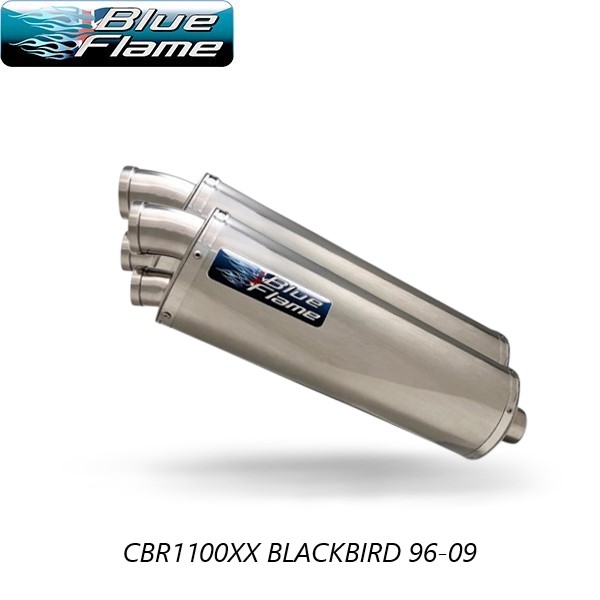 HONDA CBR1100XX BLACKBIRD 1996-2007 PAIR-BLUEFLAME STAINLESS STEEL TWIN PORT EXHAUSTS