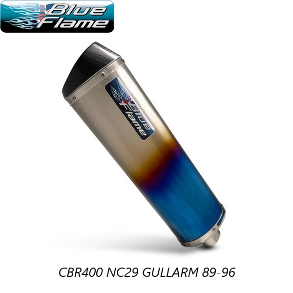 HONDA CBR400 NC29 GULLARM 1989-1996 BLUEFLAME COLOURED TITANIUM WITH CARBON TIP EXHAUST