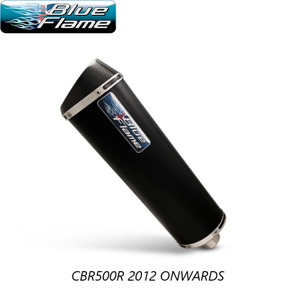 HONDA CBR500R 2012-ON BLUEFLAME SATIN BLACK WITH CARBON TIP EXHAUST SILENCER
