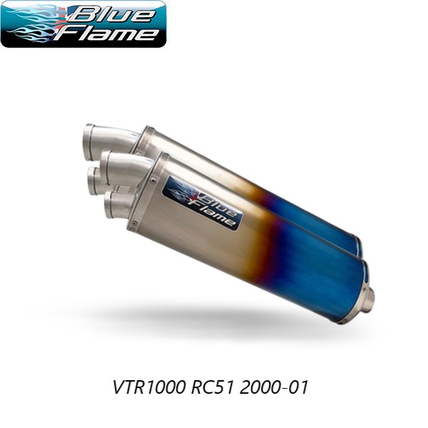 HONDA VTR1000 SP1 2000-2001 PAIR-BLUEFLAME COLOURED TITANIUM TWIN PORT EXHAUSTS