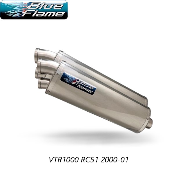 HONDA VTR1000 SP1 2000-2001 PAIR-BLUEFLAME STAINLESS STEEL TWIN PORT EXHAUSTS