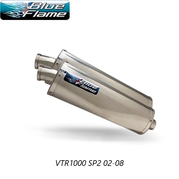 HONDA VTR1000 SP2 2002-2008 PAIR-BLUEFLAME STAINLESS STEEL SINGLE PORT PAIR OF EXHAUSTS
