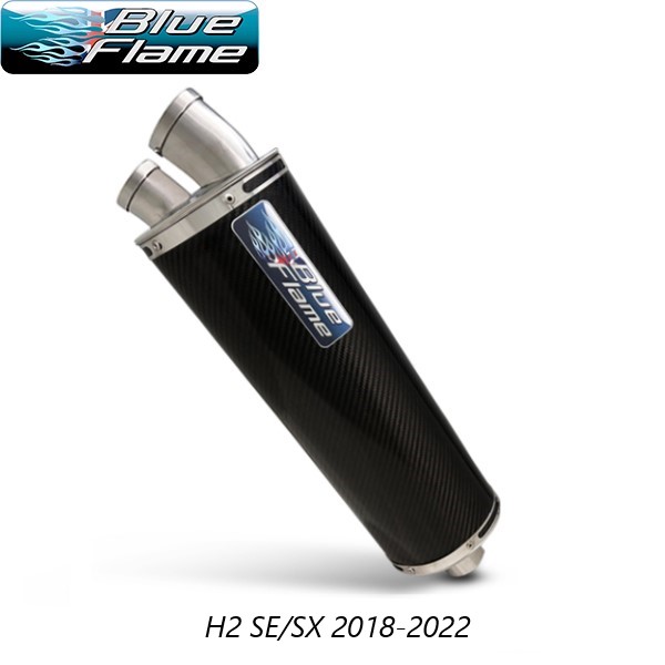 KAWASAKI H2 SE/SX 2018-2021 BLUEFLAME CARBON TWIN PORT EXHAUST SILENCER MUFFLER