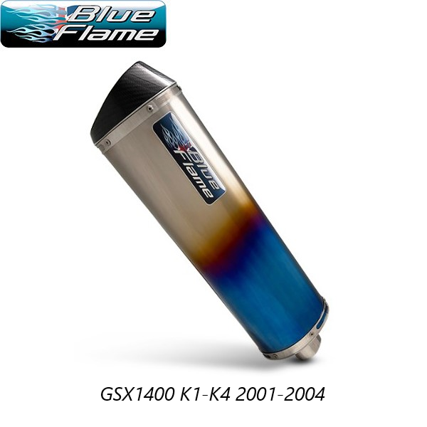 SUZUKI GSXR1000 K1-K4 2001-2004 BLUEFLAME COLOURED TITANIUM WITH CARBON TIP EXHAUST