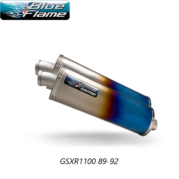 SUZUKI GSXR1100 1989-1992 PAIR-BLUEFLAME COLOURED TITANIUM SINGLE PORT EXHAUSTS