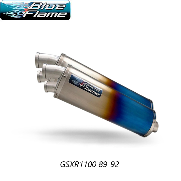 SUZUKI GSXR1100 1989-1992 PAIR-BLUEFLAME COLOURED TITANIUM TWIN PORT EXHAUSTS 