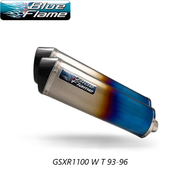 SUZUKI GSXR1100 W T 1993-1996 PAIR-BLUEFLAME COLOURED TITANIUM WITH CARBON TIP EXHAUSTS