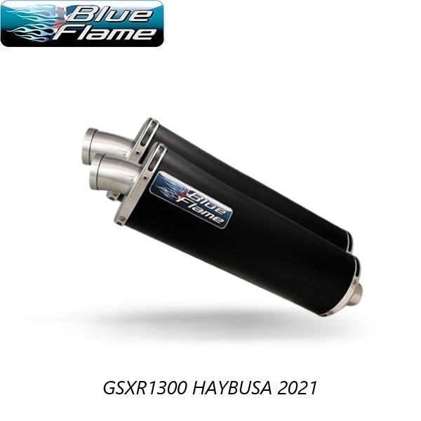 SUZUKI GSXR1300 HAYABUSA 2021 PAIR-BLUEFLAME SATIN BLACK SINGLE PORT EXHAUSTS