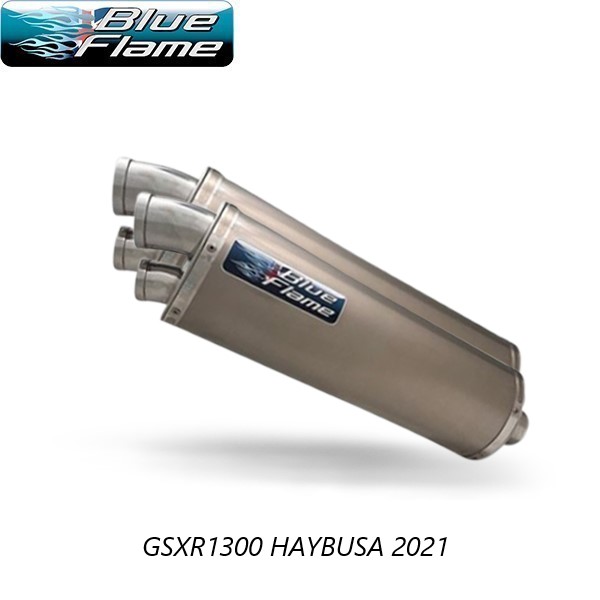 SUZUKI GSXR1300 HAYABUSA 2021 PAIR-BLUEFLAME TITANIUM TWIN PORT EXHAUSTS SILENCERS