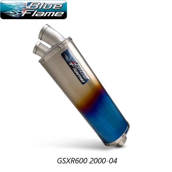 SUZUKI GSXR600 2008-2010 BLUEFLAME COLOURED TITANIUM TWIN PORT EXHAUST SILENCER