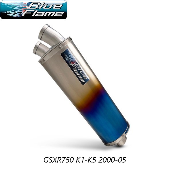 SUZUKI GSXR750 K1-K5 2000-2005 BLUEFLAME COLOURED TITANIUM TWIN PORT EXHAUST 