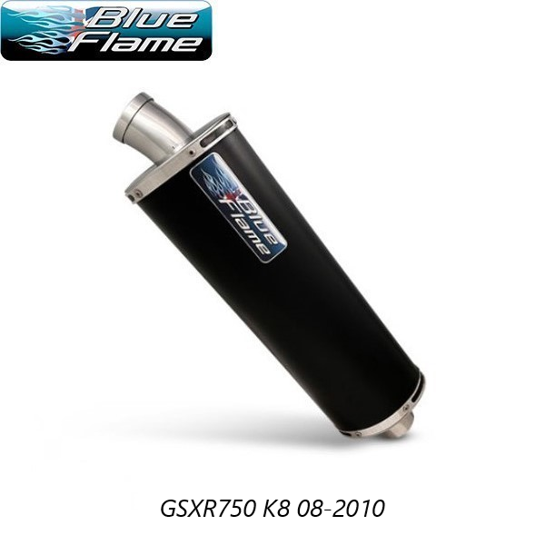 SUZUKI GSXR750 K8 2008-2010 BLUEFLAME SATIN BLACK SINGLE PORT EXHAUST SILENCER