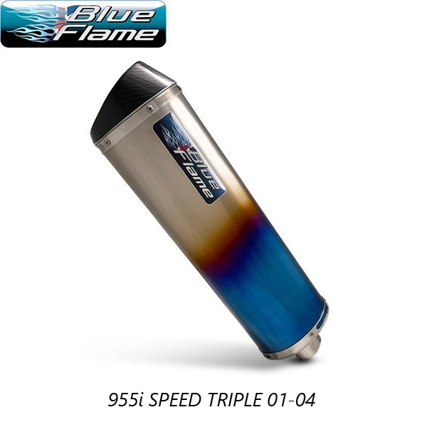 TRIUMPH 955i SPEED TRIPLE 2001-2004 BLUEFLAME COLOURED TITANIUM WITH CARBON TIP EXHAUST