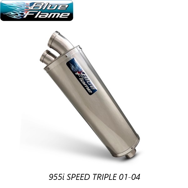 TRIUMPH 955i SPEED TRIPLE 2001-2004 BLUEFLAME STAINLESS STEEL TWIN PORT EXHAUST