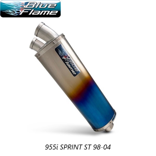 TRIUMPH 955i SPRINT ST 1998-2004 BLUEFLAME COLOURED TITANIUM TWIN PORT EXHAUST