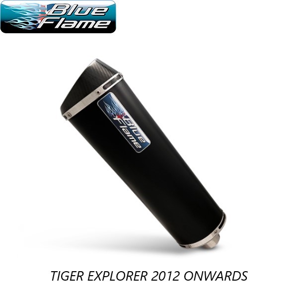TRIUMPH TIGER EXPLORER 2012-Onwards BLUEFLAME SATIN BLACK WITH CARBON TIP EXHAUST