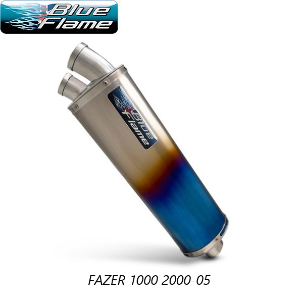 YAMAHA FAZER 1000 2000-2005 BLUEFLAME COLOURED TITANIUM TWIN PORT EXHAUST SILENCER