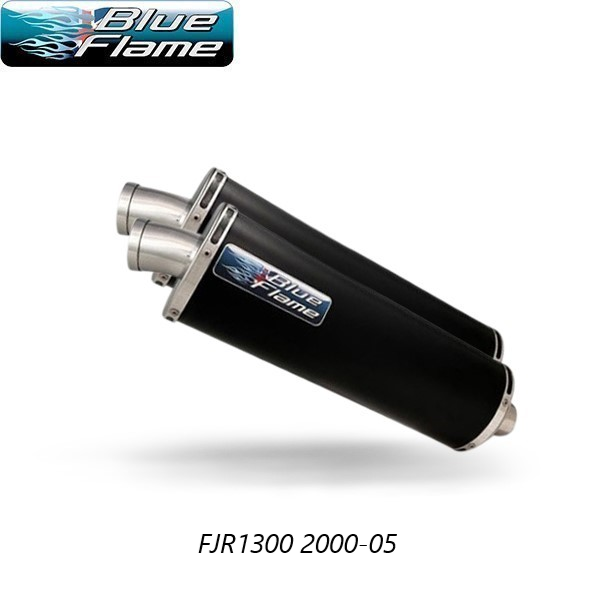 YAMAHA FJR1300 2000-2005 PAIR-BLUEFLAME SATIN BLACK SINGLE PORT EXHAUSTS