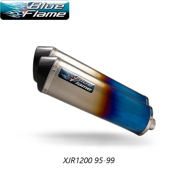 YAMAHA XJR1200 1995-1999 PAIR-BLUEFLAME COLOURED TITANIUM WITH CARBON TIP EXHAUSTS